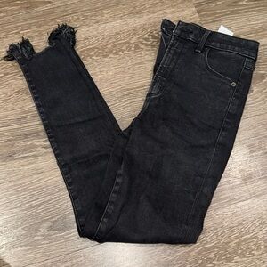Abercrombie and Fitch Simone High Rise Ankle Raw Hem Jeans